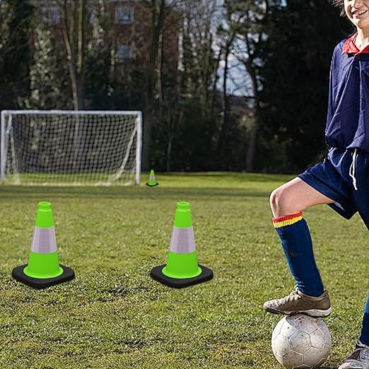 OrangeStar 12" Traffic Cones 6-Pack, Green Safety Cones with Reflective Collar & Heavy Duty Base for Driving Practice, Parking Lots, Roadwork, Construction, Indoor & Outdoor Use