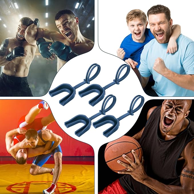 Seematn 40 Pcs Strapped Mouth Guard Bulk Football Mouthguard with Strap Youth Boxing Sports Mouthpieces Adult Mouthguard for Basketball Lacrosse Hockey Wrestling(Blue)