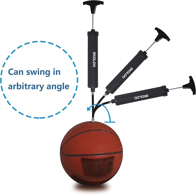 SKOLOO 10" Portable Hand Air Ball Pump Inflator Kit with Needle, Nozzle, Extension Hose for Soccer Basketball Football Volleyball Water Polo Rugby Exercise Sports Ball Balloon Swim Inflatables