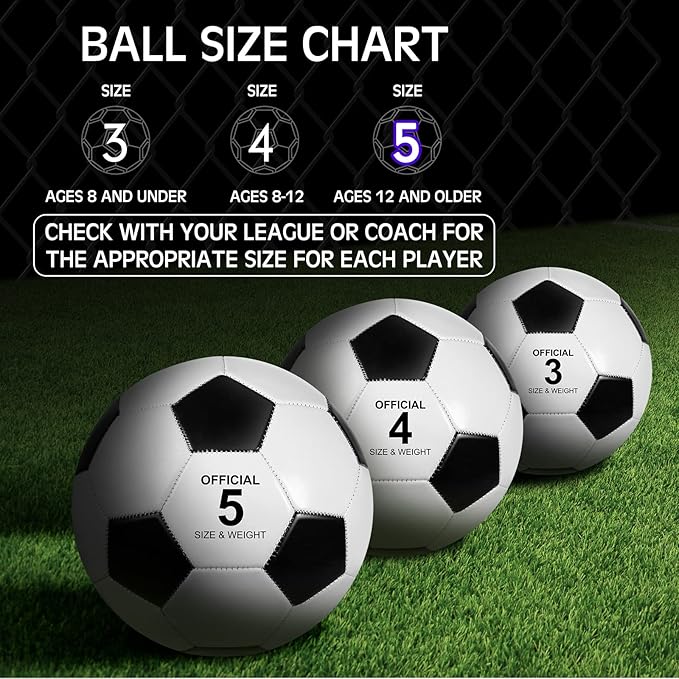 Deekin 6 Pcs Soccer Ball Bulk with Pump Teamwork Outdoor Sport Game Training Soccer Ball Bulk for School Sport Teen Adult Child