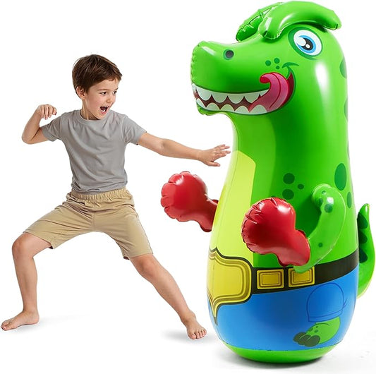 SYNCFUN Inflatable Punching Bag for Kids 47 Inches, Toddler Blow up Punching Bag Toys, T-Rex Dinosaur Bouncing-Back Bopper