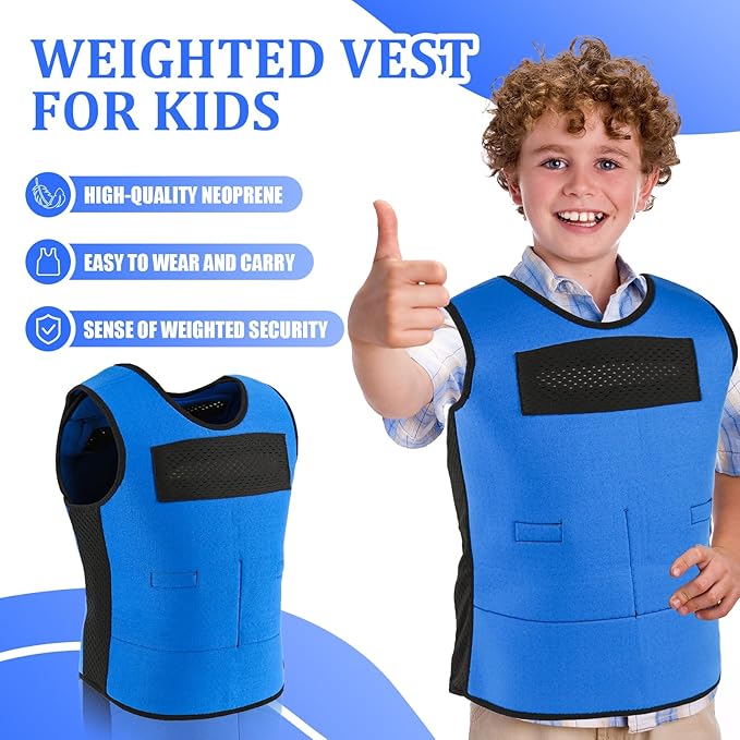 Weighted Vest for Kids, Adjustable Compression Vest for Kids, Compression Vest for Kids with ADHD and Autism Includes 6 Removable Weights, Small, Ages 2-4