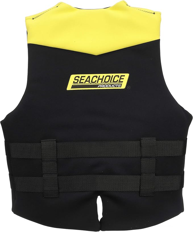 Seachoice Neoprene Multi-Sport Vest, Yellow/Black, Medium Size, Fits 36-40 in. Chest, Coast Guard Type III