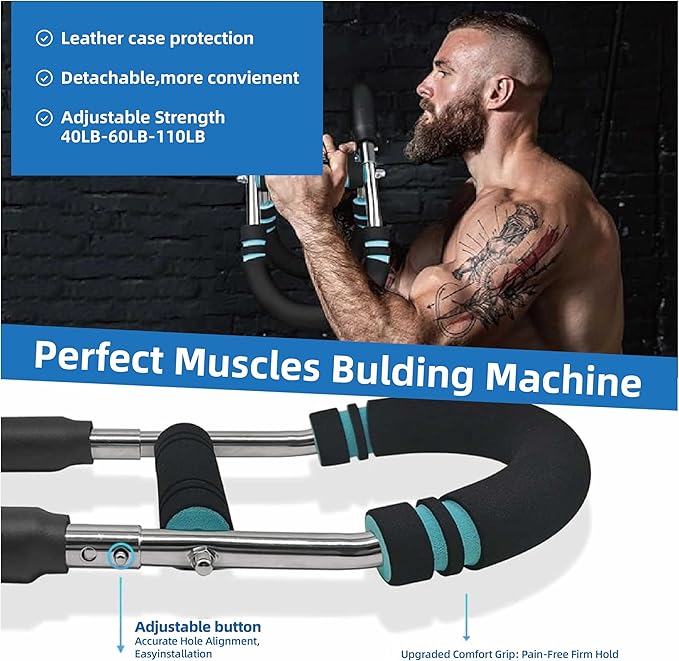 Twister Arm Trainer,Adjustable 40-220lb Chest Workout Equipment Power Twist Arm Trainer,Forearm Strengthener,Portable Twister Arm Workout for Home Fitness