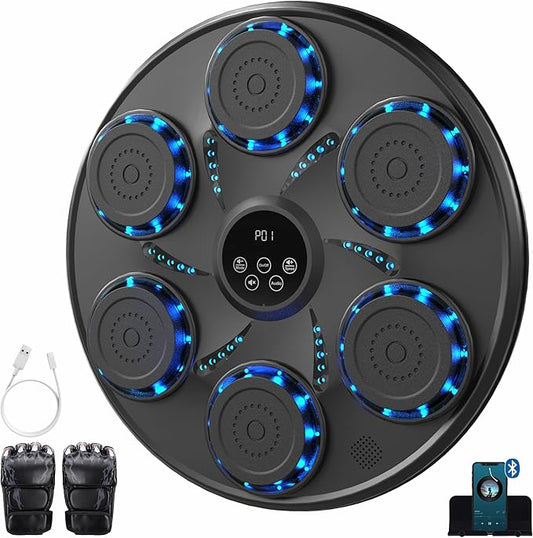 Music Boxing Machine, Family Fitness Training with Punch Sound & Beat Sync, Bluetooth Wall-Mounted Smart Beat Punch Musical Boxing, Stress Relief Home Gym Equipment for All Ages, 9 Modes & 9 Speeds