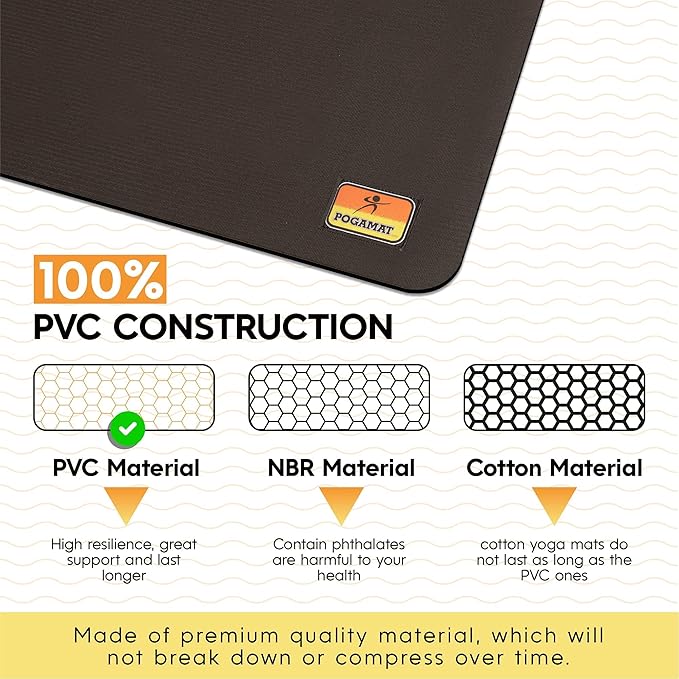 Pogamat Premium Exercise Mat 6’ x 4’ x ¼” | Non-Slip, Extra-Thick, Durable Floor Protection Mat for Home Gym Workouts, HIIT, Cardio & Yoga | Tear-Resistant, Noise-Reducing Surface for All Floors