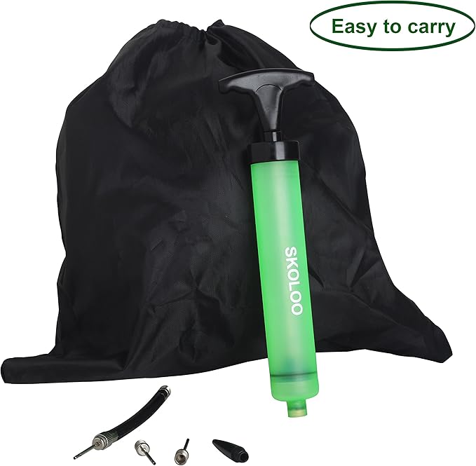 SKOLOO 10" Portable Hand Air Ball Pump Inflator Kit with Needle, Nozzle, Extension Hose for Soccer Basketball Football Volleyball Water Polo Rugby Exercise Sports Ball Balloon Swim Inflatables