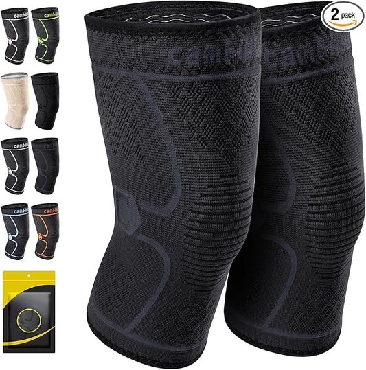 CAMBIVO 2 Pack Knee Brace, Knee Compression Sleeve Support for Men and Women, Knee Pads for Running, Hiking, Meniscus Tear, Arthritis,Joint Pain Relief (Slate Blue,X-Large)