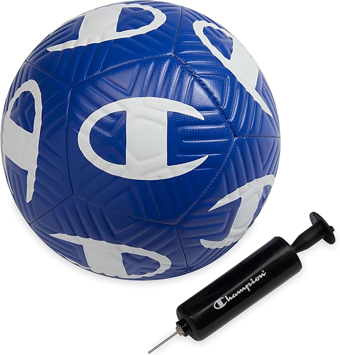 Champion Youth & Adult Soccer Ball - Paneled Design, Enhanced Control, Durable Cover & Butyl Bladder, for Indoor & Outdoor Training, Sizes 3, 4, 5, Includes 6" Pump
