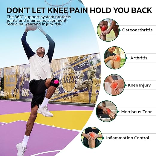 Knee Brace for Men Women Knee Pain Meniscus Tear Arthritis Patella Dislocation Best Osteoarthritis Adjustable Compression with Memory Stabilizers for ACL MCL Breathable for Injury Recovery M