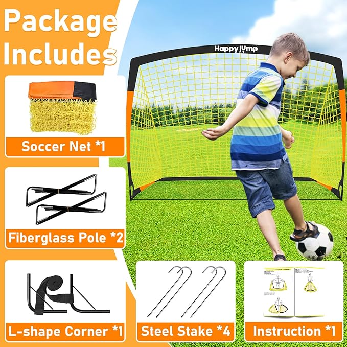 Soccer Goal 7'x5', 6.6‘x3.3', 5'x3.6', 4'x3', 3'x2.2' Soccer Net for Kids Backyard