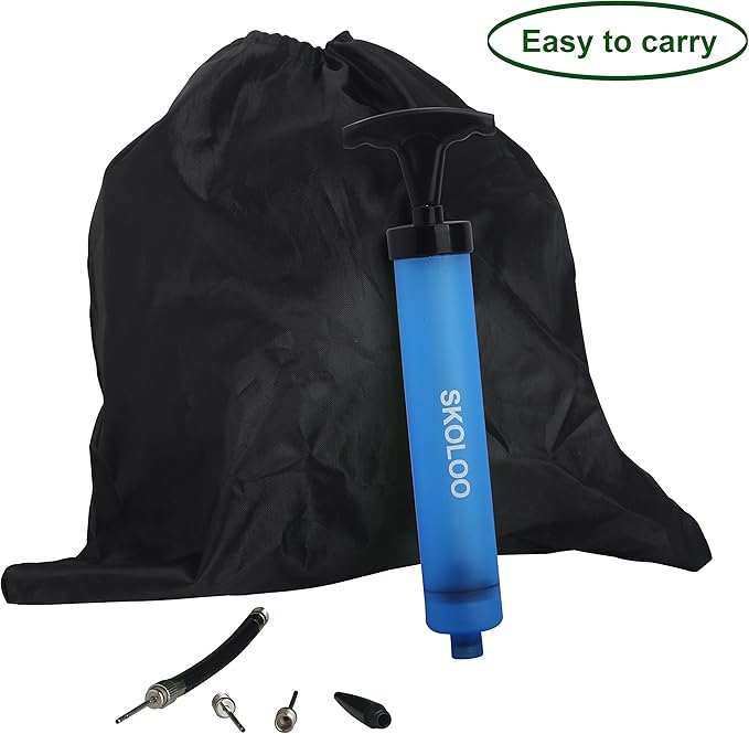 SKOLOO 10" Portable Hand Air Ball Pump Inflator Kit with Needle, Nozzle, Extension Hose for Soccer Basketball Football Volleyball Water Polo Rugby Exercise Sports Ball Balloon Swim Inflatables