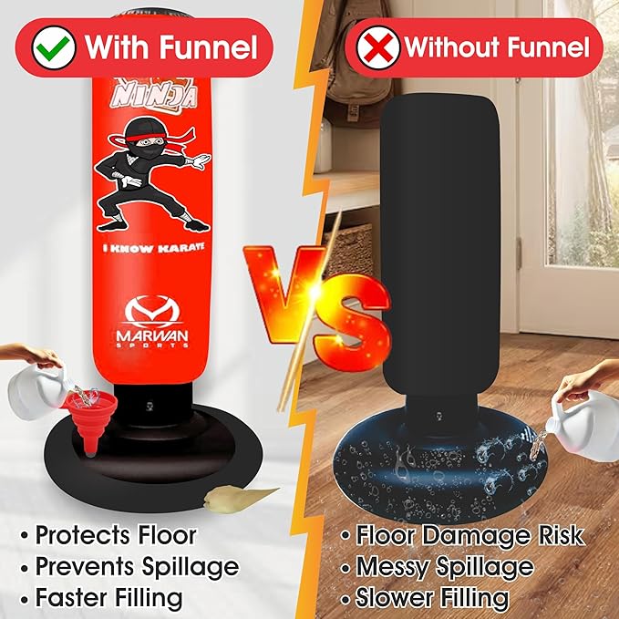 Marwan Sports 5-in-1 Inflatable Punching Bag for Kids – 63" Karate Toy Set with Boxing Gloves, Durable Fast Rebound, Active Play, Stress Relief Christmas/Birthday Gift for Boys & Girls Ages 4-12