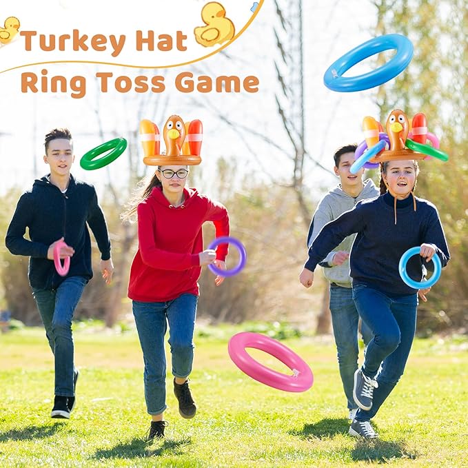 2 Sets Inflatable Ring Toss Game, Holiday Party Games for Kids Adults, Yard Game, Ring Hook Game for Family Party, Indoor Outdoor Games