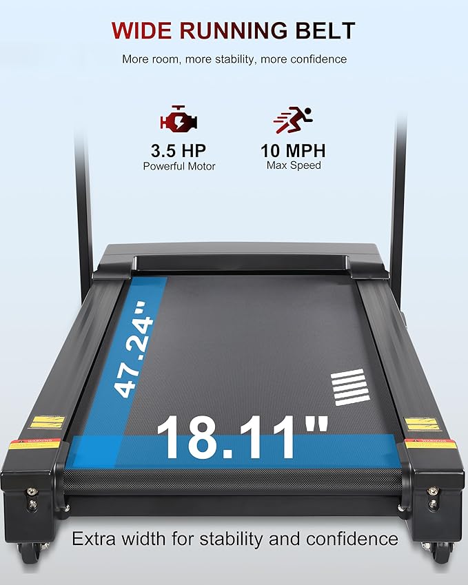 ECHANFIT Treadmill with 15% Auto Incline, Folding Treadmill for Home, 0.6-10 MPH, 350 LB Capacity, 18.11" Wide Running Belt, 3.5 HP, Shock Absorption, Bluetooth Speaker & App