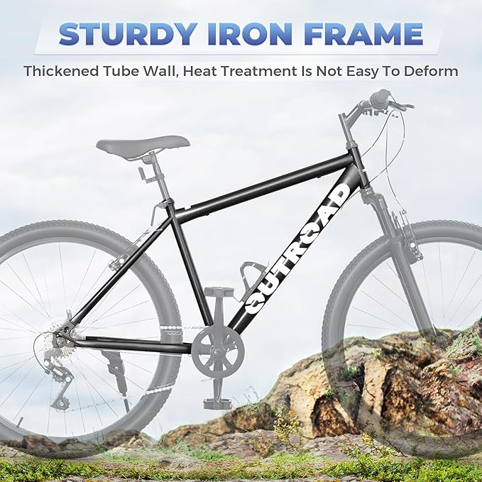 26 inch Mountain Bike with 7/21 Speeds Lightweight Cycling Bicycles, Dual Disc/V Brake,Metal Frame Bicycle for Men and Women, Adult Racing Bike, Road Bike(Blue/Grey/Black)