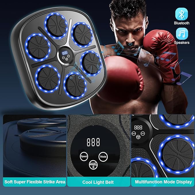 Smart Music Boxing Machine for Adults and Kids, Wall-Mounted Interactive Trainer with LED Display, 9 Modes & 9 Speeds, Perfect for Home Stress Relief,Fitness Gifts for Teen Boys