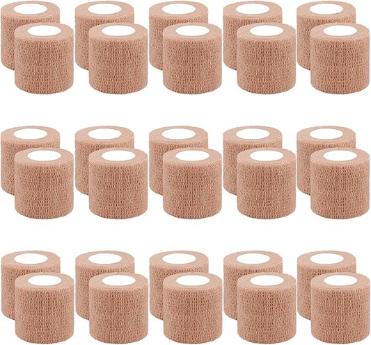 BQTQ 30 Rolls Self Adherent Wrap Stretch Bandages Self Adhesive Bandage Wrap 2 inch Self Stick Bandage Wrap Tape for Wrist Ankle Swelling Sprains (Beige)