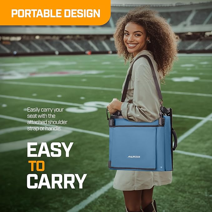Folding Reclining Stadium Seats with Back Support for Bleachers, Bleacher Chairs with Back and Cushion Seating for Football, Camping Chair, Kayak Seat, Canoe, Paddle Board, Concerts, & Sports Events