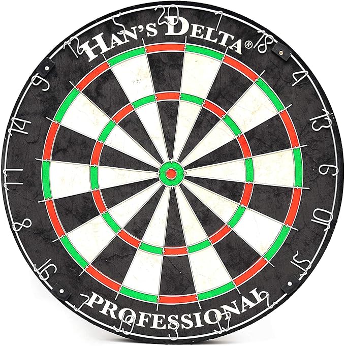 HAN'S DELTA Professional Bristle Dartboard Cabinet Set, Metal Corner Reinforcement, Regulation Steel Tip Dartboard, Includes 6 Steel Tip Darts and Scoreboards (Oakville)