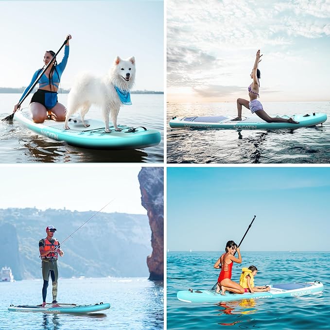 NACATIN Inflatable Stand Up Paddle Board with Kayak Seat,10'6"Upgrade Version Blow Up Paddle Boards for Adults with Premium SUP Accessories&Backpack,Adjustable Paddle,Camera Mount,Fins,Hand Pump