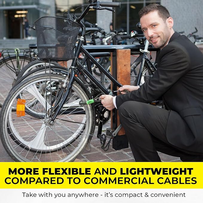 Heavy Duty Security Cable with Loops - 15 Feet (3/8") Bike Cable Lock Cut Resistant with Braided Steel and Vinyl Coating -Security Chain Lock for Bicycle, Boat, Ladder, Gate, Mower & Equipment