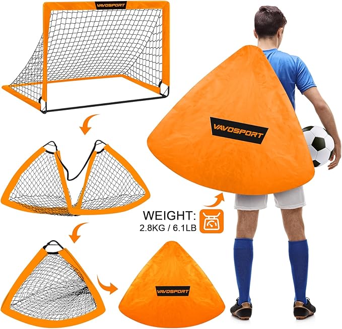 Kids Soccer Goals for Backyard Set - 2 of 4' x 3' Portable Soccer Goal Training Equipment, Pop Up Toddler Soccer Net with Soccer Ball, Soccer Set for Kids, Youth Outdoor Games, Sports, Play