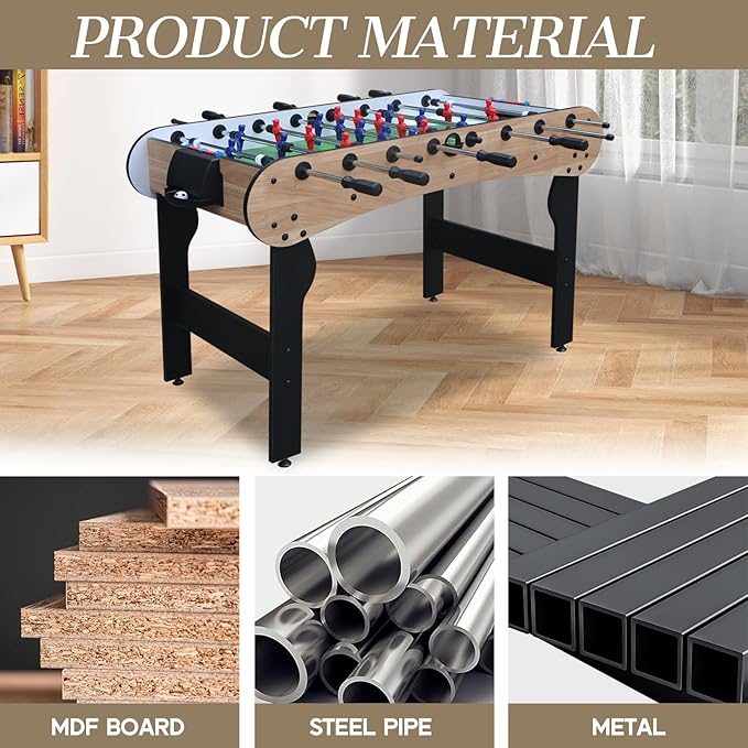 5ft Foosball Table，Mini Competition Soccer Table Game with All Accessories, Leg Levelers and Heavy-Duty Legs. Perfect for Home, Game Rooms, and Parties