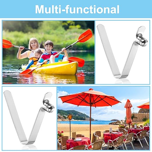 PATIKIL 6.4x5mm Kayak Paddle Snaps, 16 Pack Tent Pole Clips Steel V Shaped Single Pin Push Button Spring Clips Lock Tube Pole Clips for Camping Kayaking
