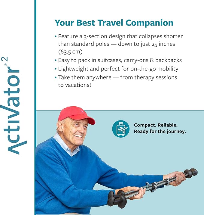 Urban Poling ACTIVATOR® 2 Walking Poles – 1 Pair – CoreGrip™ for Stability, Weight-Bearing, Recovery & Core Strength – Adjustable, Collapsible, Lightweight, Compact & Ideal for Travel or 6FT+ Users