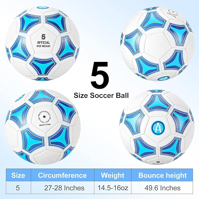 STEEFAN Soccer Ball Size 3/4/5 for Kids Outdoor Play,Color Change Soccer Stuff with Carry Net,Official Size Ball,Needles and Air Pump,Gift Idea for Kid Teen Boy Girl Junior and Men Women