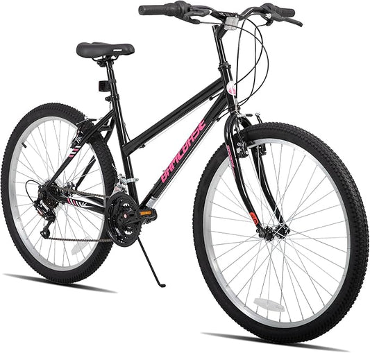 HILAND Bamcbase Womens Mountain Bike, 24 26 Inch 18 Speeds Hybrid Commuter Bicycle for Adults, Sport Hardtail Trail MTB