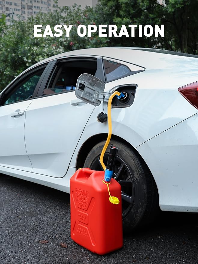 SMART JERRY - Battery Operated Fuel Pump | Electric Oil Transfer Pump for Gasoline, Diesel, Water, Transmission | 3 GPM Hand Pump with Locking Clip, Water Siphon Pump