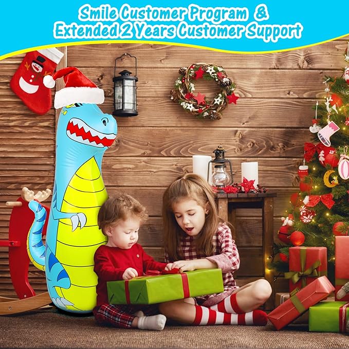 Punching Bag for Kids 47" Inflatable Dinosaur Bop Bag with Thicker Material Instant Bounce Back with Boxing Gloves Karate Kickboxing Taekwondo Kids Gift for Age 3-9 Girls & Boys