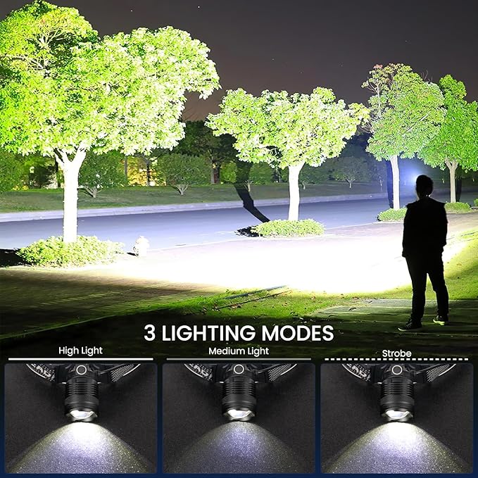LED Headlamp Rechargeable 2Pack, 99000 Lumens Bright Head Lamp, 90° Adjustable Head Lights for Forehead with 3 Modes, Long Runtime & Waterproof Headlamps for Adults Camping Hiking