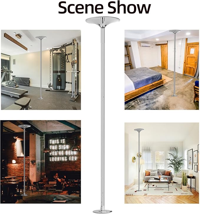 PRIOR FITNESS Premium Dance Pole Removable 45mm Spinning & Static Dancing Pole Heavy-Duty Steel Pole Dancing Pole, Adjustable Height Professional Grade Excellent for Home Exercise Club Gym