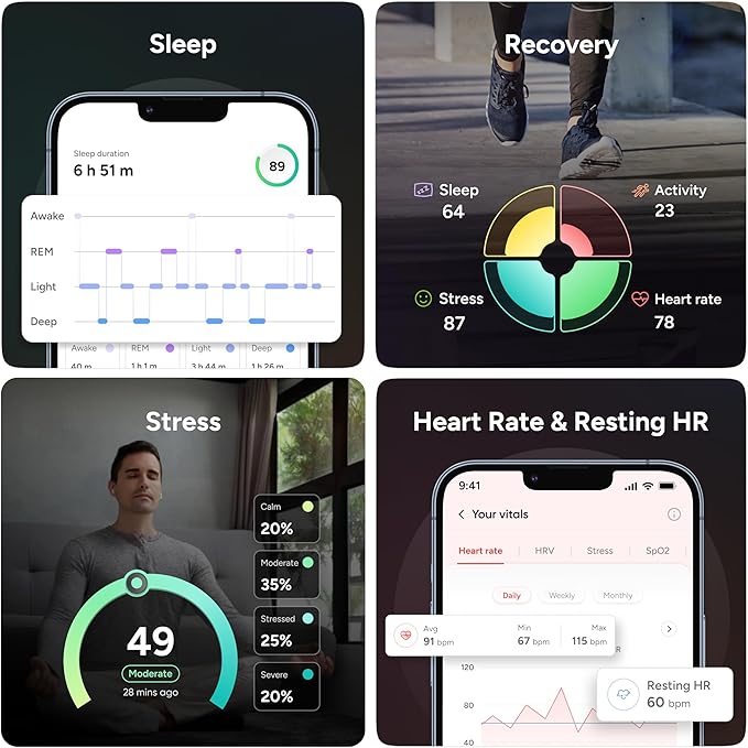Gabit Smart Ring | 7+ Day Battery, Calorie Counter | Sleep, Fitness, Nutrition, Stress | Track Steps, VO2 Max, Recovery | Buy Sizing Kit First | Smart Ring for Men & Women | Titanium, Matte Black 14
