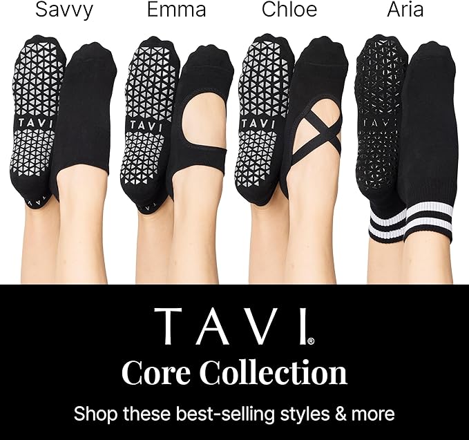 TAVI NOIR Aria Grip Socks – Pilates Socks with Grips for Women, Non Slip, Yoga & Barre