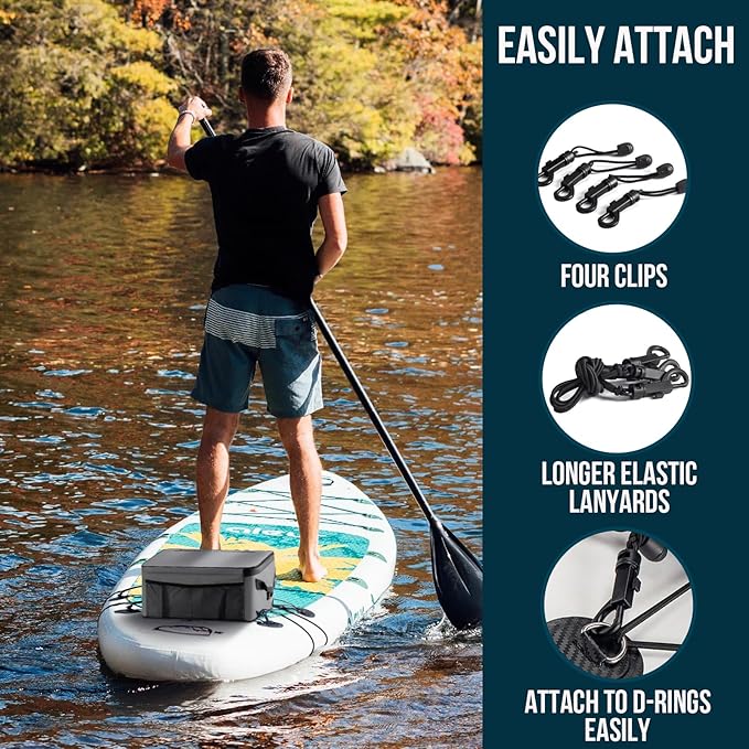 Paddle Board Cooler Bag, Sup Cooler, Coolers Deck Bag with 4 Pockets, Kayak Cooler Fits 30 Cans, Deck Coolers Bag for Paddleboard, Paddle Board Accessories with Phone Pouch