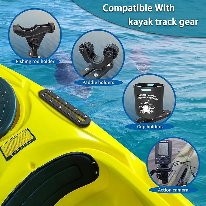 Kayak Track, Kayak Low Profile Track, Kayak Rail, Kayak Accessories Mount Track, Kayak Gear Track for Fishing Rod Holder, Fish Fider, Cup Holder, Anchor Cleats