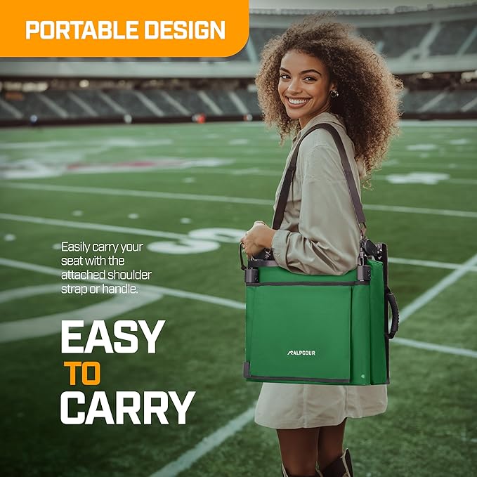 Folding Reclining Stadium Seats with Back Support for Bleachers, Bleacher Chairs with Back and Cushion Seating for Football, Camping Chair, Kayak Seat, Canoe, Paddle Board, Concerts, & Sports Events