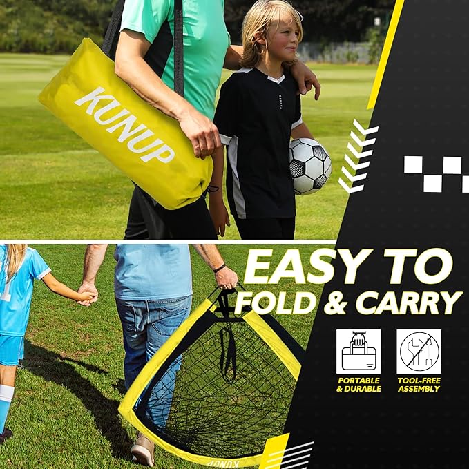 5×3 6x4 9x5 FT Portable Kids Soccer Goal for Backyard, Foldable Soccer Practice Net with Carrying Bag for Toddler Youth Adult Pop Up Soccer Training Equipment Indoor and Outdoor Sports Game