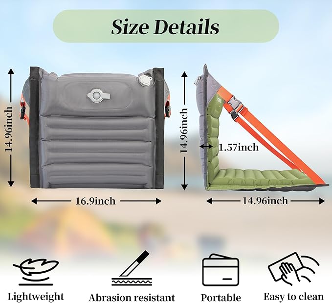 Inflatable Stadium Seats, Portable Bleacher Seat with Back Support, Foldable and Lightweight Chairs for Sporting Events/Camping, Stadium Seats with Storage Bag Lounge Chair