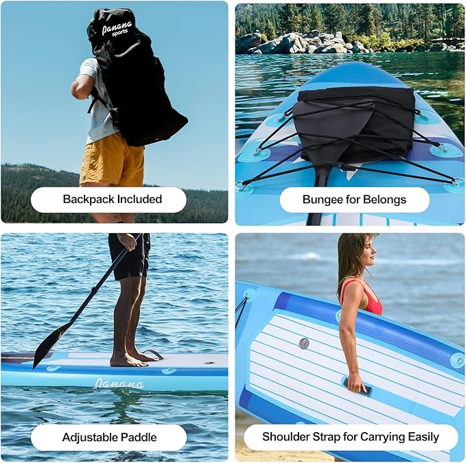 Panana Inflatable Stand Up Paddle Board, 10'x31 x6 SUP with Premium Paddle Board Accessories Kit, Anti-Slip EVA Deck for Adults Youth of All Skill Levels