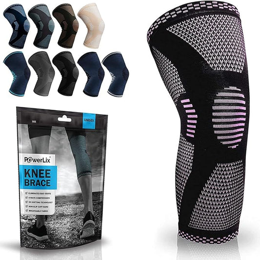POWERLIX Leg Sleeve - Best Knee Brace for Leg Pain for Men & Women Knee Support for Running, Basketball, Volleyball, Weightlifting, Gym, Workout, Sports Please Check Sizing Chart