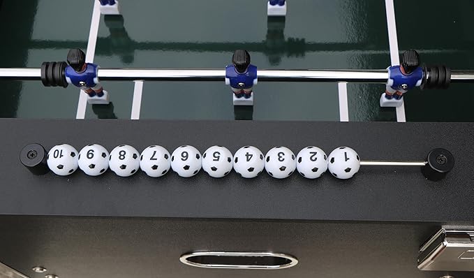  ﻿ 55'' Foosball Table, Home Arcade Table Soccer with Adjustable Legs&Heavy-Duty Bracket | Equipped with 4 Balls+2 Cup Holders | Multifunctional Football Table for Home Bar and Game Room