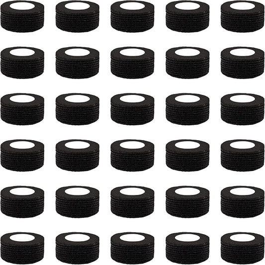 BQTQ 30 Rolls Self Adhesive Bandage Wrap Self Adherent Wrap Bandage 1 inch Self Stick Bandage Wrap Tape Stretch Bandages for Wrist Ankle Swelling Sprains (Black)