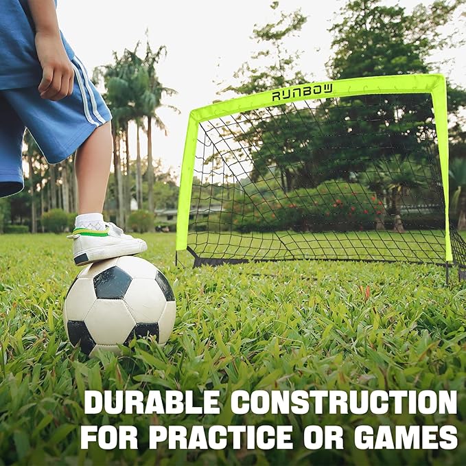 RUNBOW 5x3 ft Portable Kids Soccer Goal for Backyard Practice Soccer Net with Carry Bag