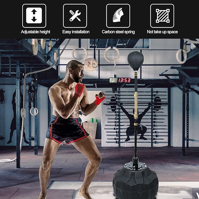 INNOLIFE Boxing Fast Respond Speed Bar Heavy Duty Punching Equipment Adjustable Height from 57"~74.8" Boxing Skills Training Free Standing