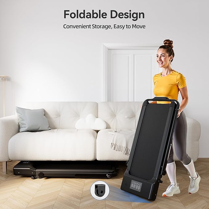 Walking Pad Treadmill with Handle Bar 3-in-1 Foldable Treadmills for Small Space 300 LBS Capacity, 3.0HP Portable Under Desk Treadmill for Home Office with LED Display Remote APP Control